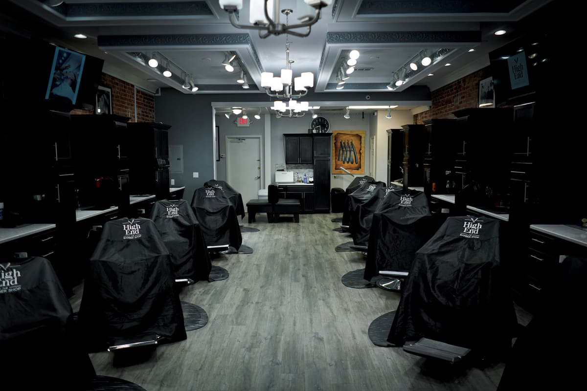 High End Barbershop barber chairs and stations