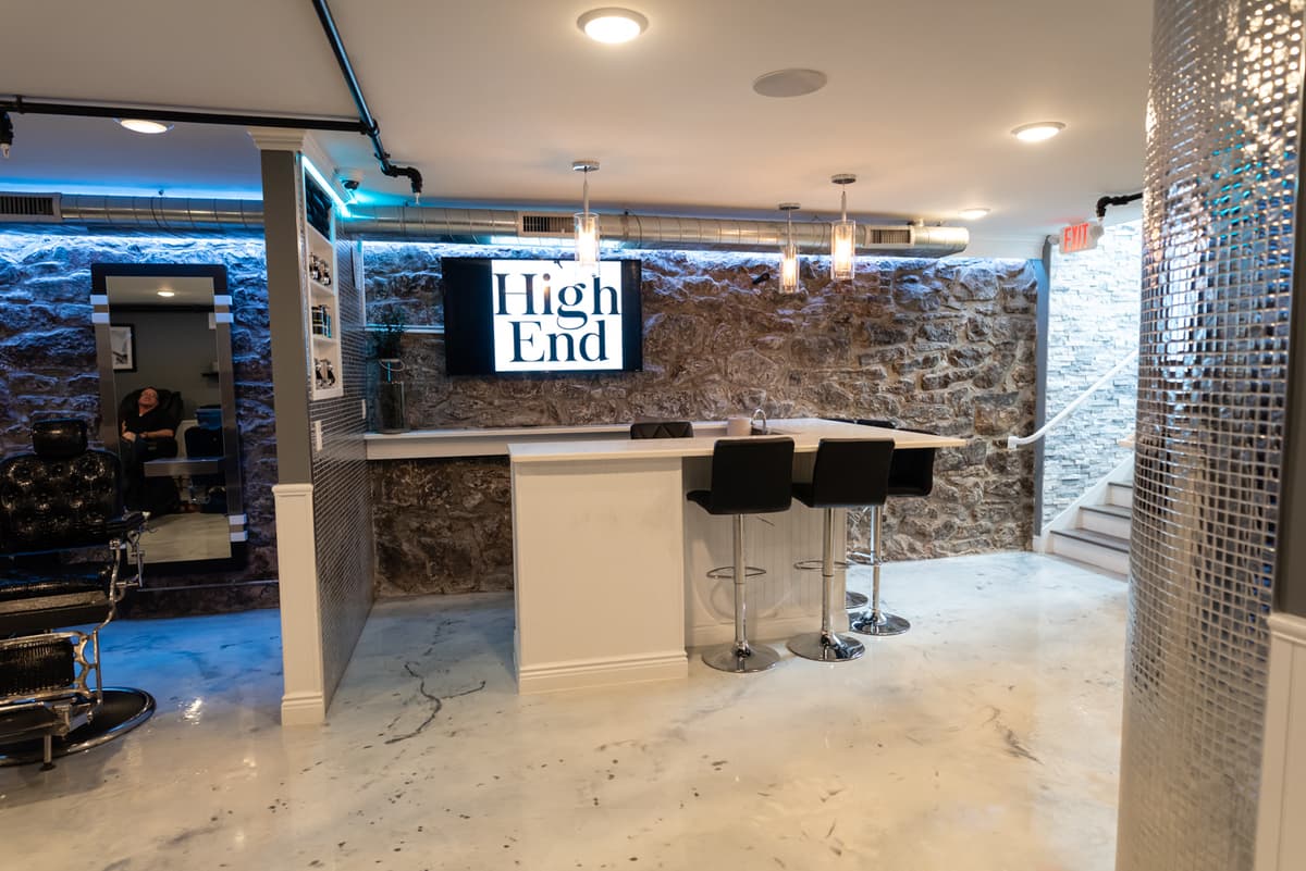 High End Barbershop private event space second floor